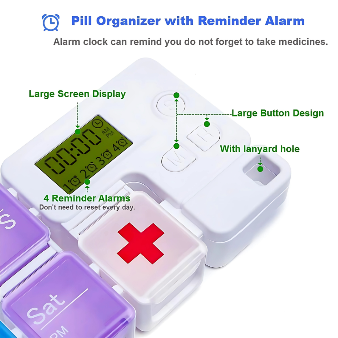 AM-PM Portable alarm Pill Box with 14 compartments. - Image 2