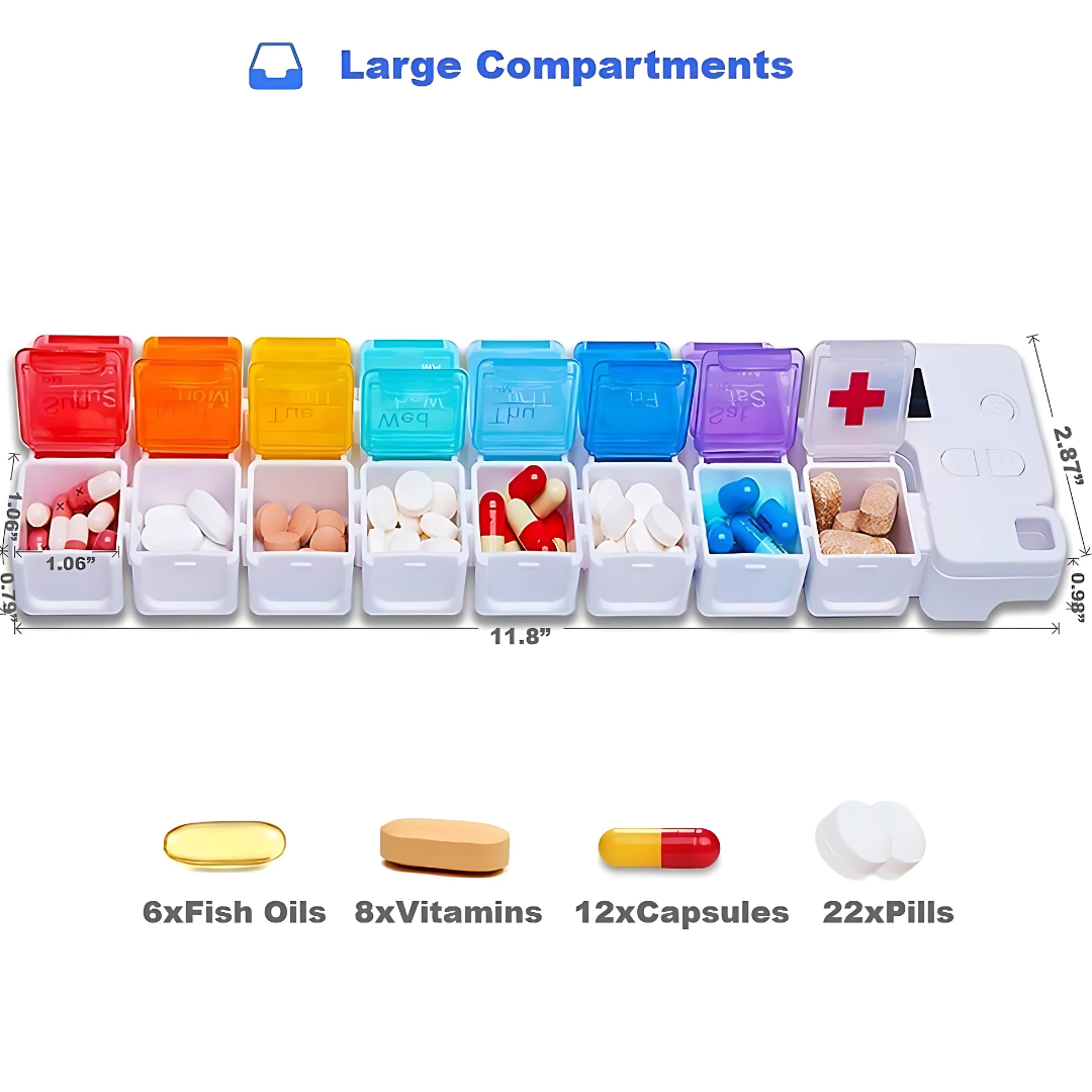 AM-PM Portable alarm Pill Box with 14 compartments. - Image 3